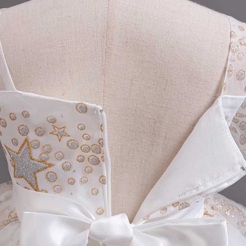 T8905 Girl Tail Wedding Bridesmaid Dress Childrens Elegant Banquet Dress Childrens Round Neck Sleeveless Dress Girl Z250904