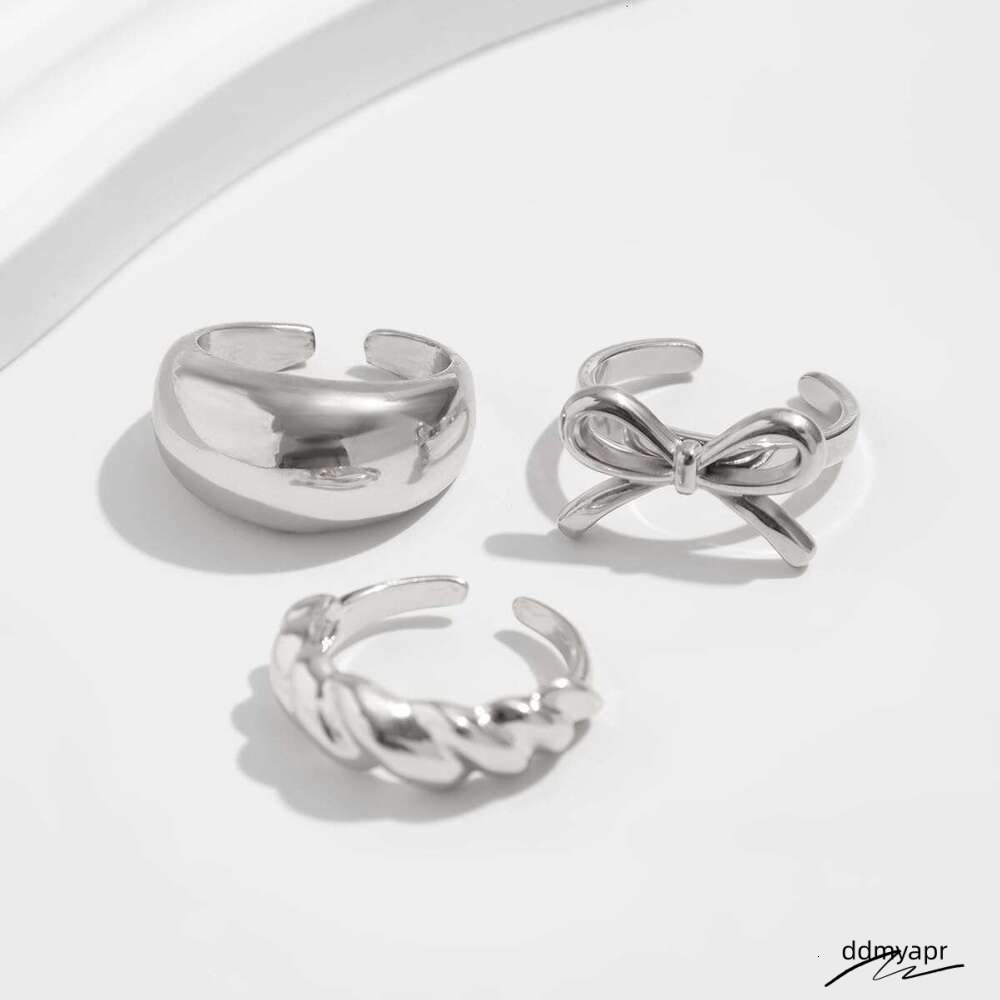 Collections Korean Style INS Wind Niche Design Bowknot Minimalist Fashion Versatile Ddmyday High End Brass Ring For Women Ddmyday