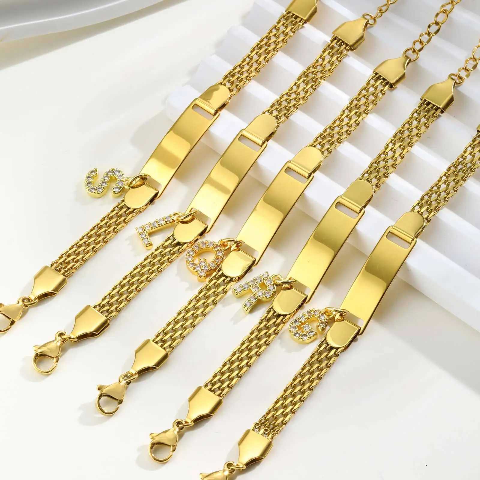 Personalized Baby Name Initials Bracelet Custom Stainless Steel ID Bracelet for Kids Birthday Baptism Gift W250904