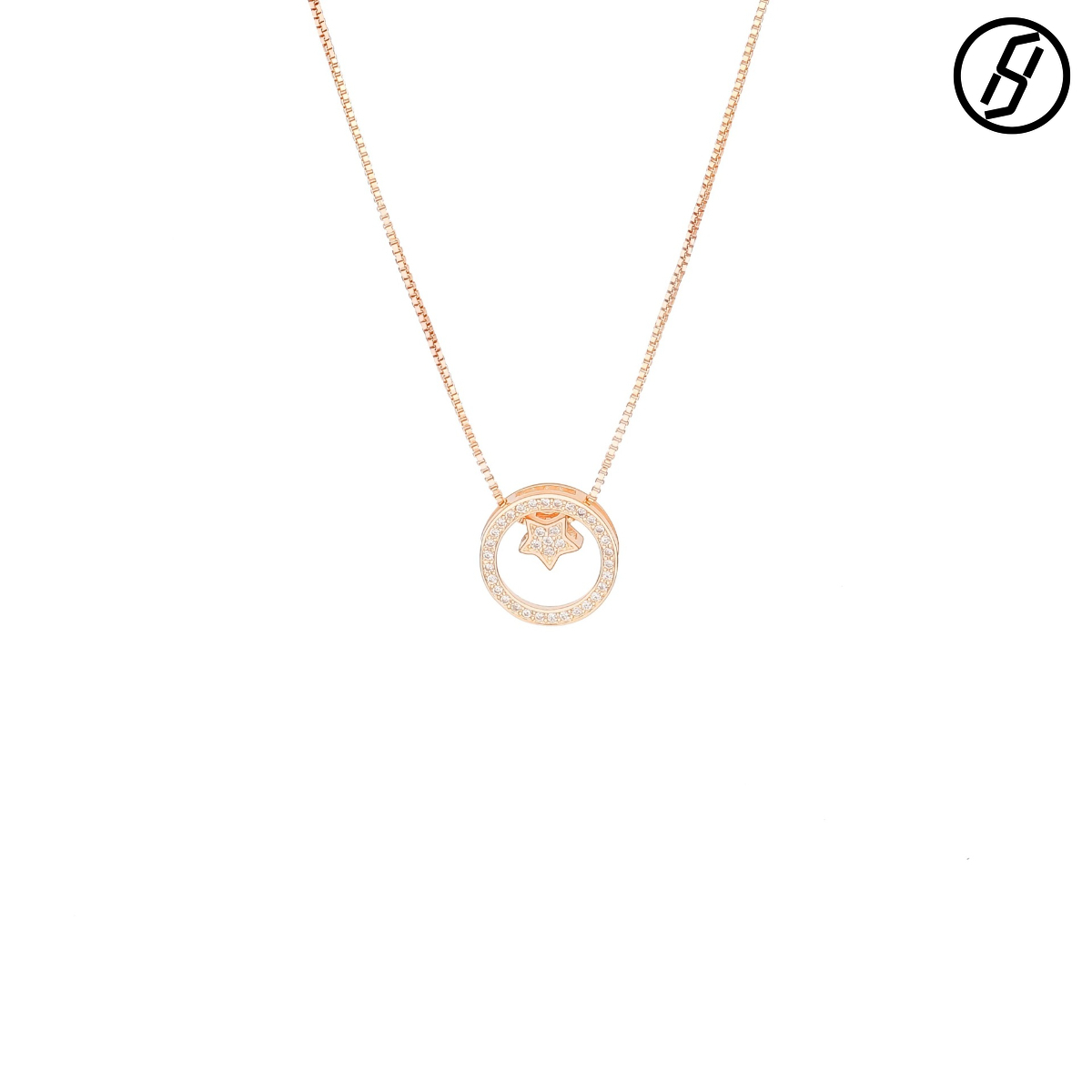 Round Star Necklace for Women Micro Inlay Diamond Water Sailor Moon Retro Circle Single Diamond Diamond Necklace Boutique Craft Designer Jewelry Origi