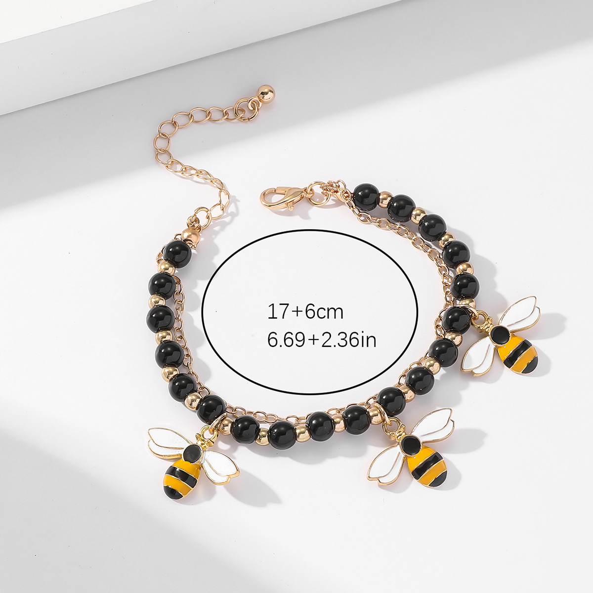 Bohemian Teacher's Day Beaded Bee Pendant Multi-layer Stacking Bracelet Honeycomb Design