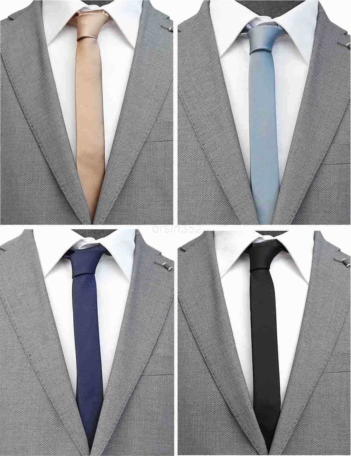 Ties for Men Solid Slim Retro Ties Basic Colors Ultra Thin Ties Pack of 4 or 2W250904