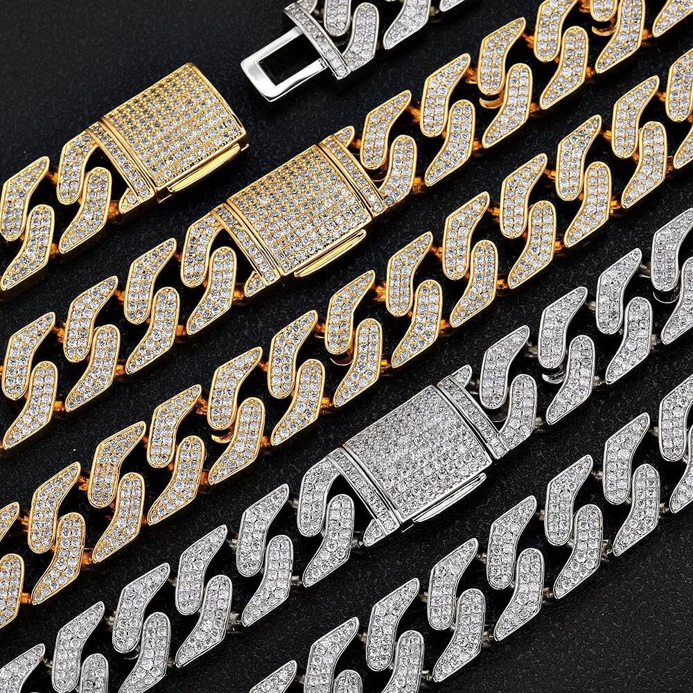 NUOYA Women Bling Moissanite Stone Cuban Link Bracelet Gold Plated Iced Out Diamond Cuban Chain Bracelet Fashion Jewelry