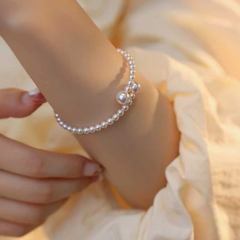 french vintage pearl bracelet simple acrylic ball adjustable cuff bracelet for women fashion jewelry dropshipping W250904