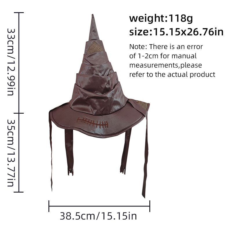 Inspired Halloween Wizard Hat - Brown with Stitched Detailing
