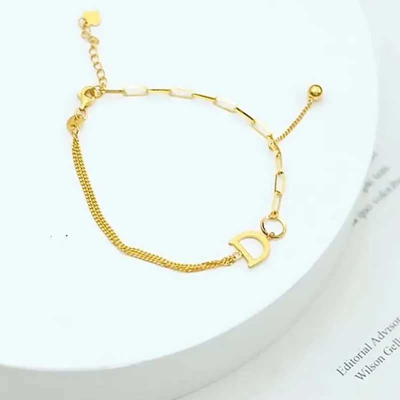 Luxury 24K 9999 Pure Gold real gold Simple Design Letter D Women Bracelet W250904