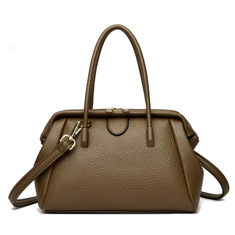 DHEssentials 2025 Shell Bag, Genuine Leather Tote, Folded Stitched Shoulder Purse