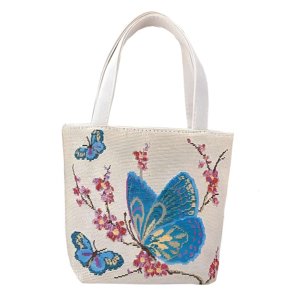 Canvas Jacquard Embroidered Cute Cartoon Phone Bag Mini Artistic Fresh Handbag Simple