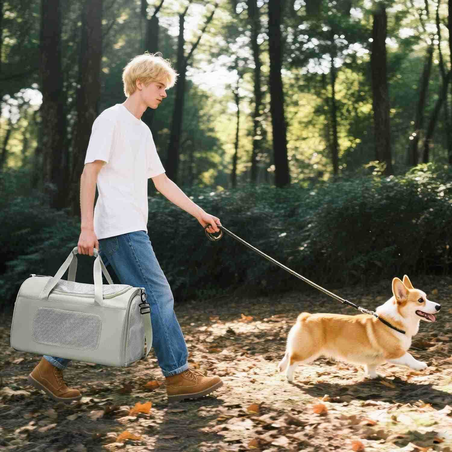 Large Cat Carrier SoftDog Carrier Airline Approved with Soft SidedDog Carriers for Small DogsMesh Pet Carrier Holds up to 20lbsGreenW250904