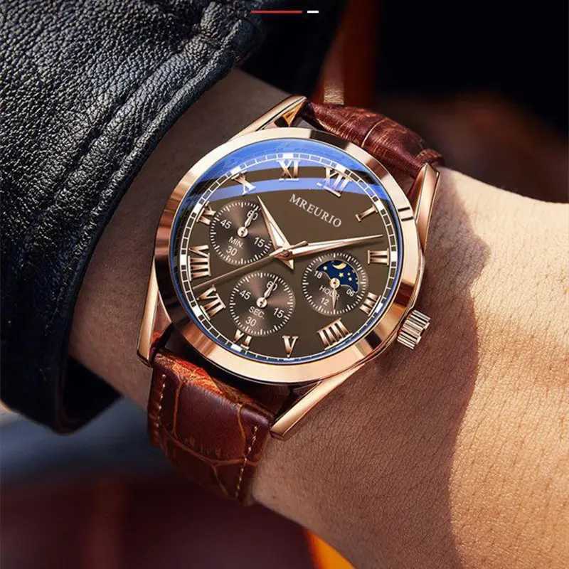 Fashion Business Casual Mens Quartz Wristwatch Pu Leather Strap Watches Mascino Relogio M Clock Outdoor Reloj Hbre X250904
