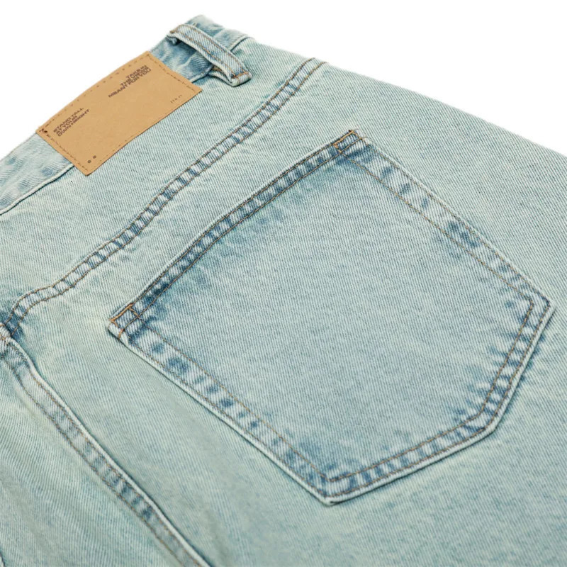 HKSH Spring Man Punk Heavy Washed Jeans American Trend Loose Wide Leg Light Color Vintage Ins Banana Denim Pants HK4767 250823