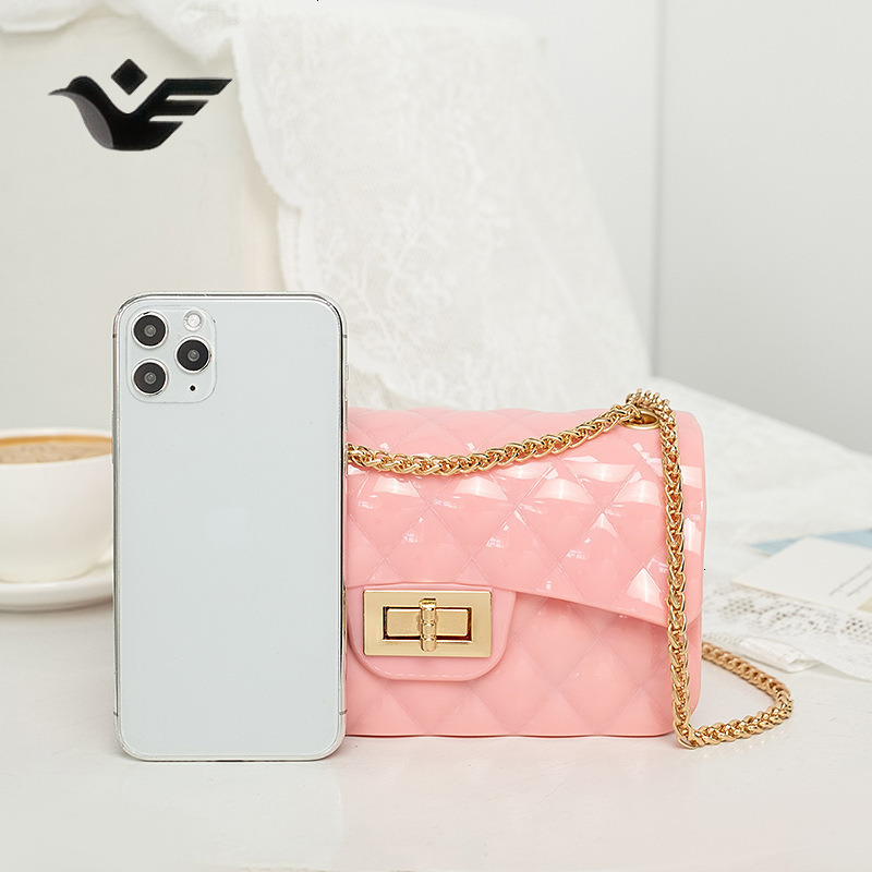 Feiyan Free Shipping New Designer Bag Luxury Shopping Bag Women's Single Shoulder Bag Thick Chain Lock Jelly Small Square Bag Fashionable