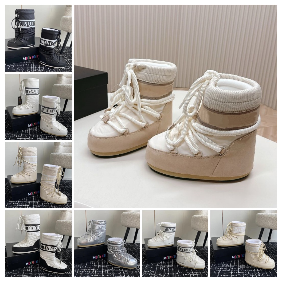 women fashion Designer boots moon lenient Bigfoot snow boots Nylon shoe upper fuzz lining winter autumn keep warm outdoors leisure ankle boots womens Casual boots