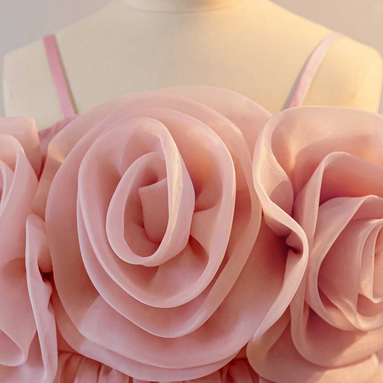 Elegant Trailing Wedding Princess Party Dresses for Girls Backless Flower Birthday Prom Girl Dresses Bridesmaid Evening Costumes Z250904