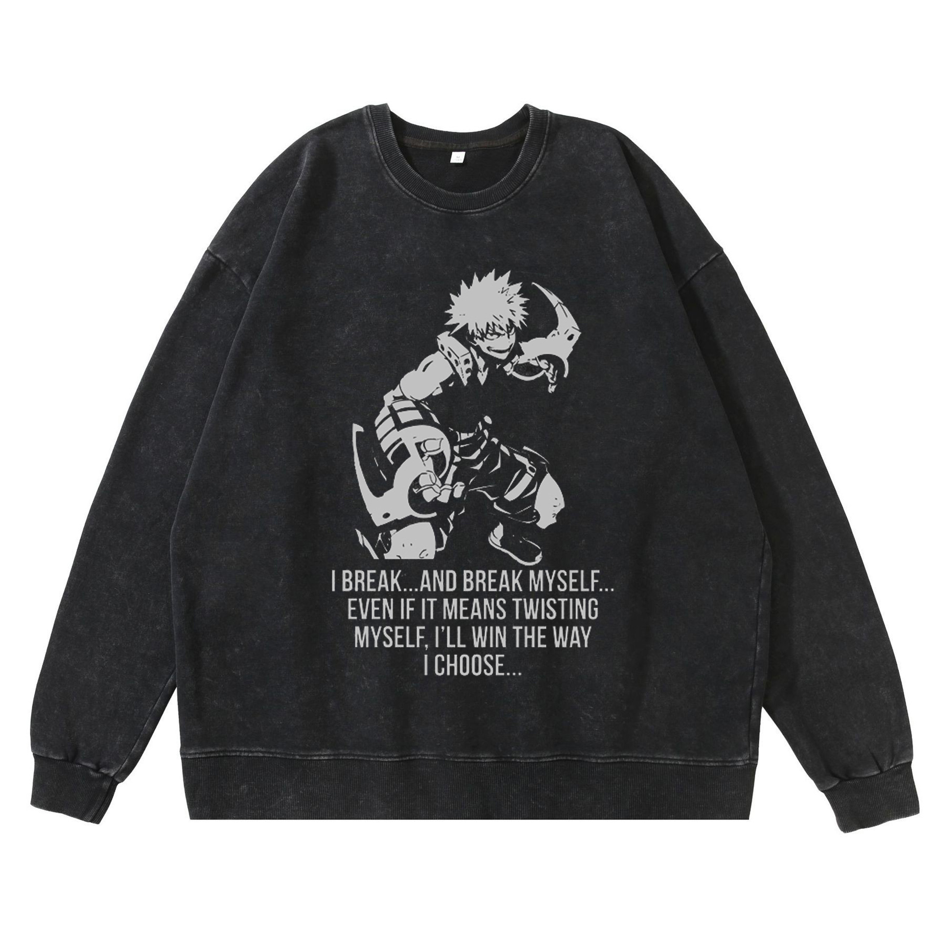 New Washed Vintage Dark-Tone My Hero Academia Anime Print Street Retro Hoodie Streetwear Hoodie - TT8080