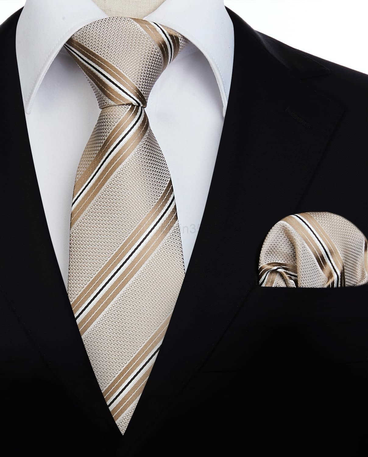 Ties for Men Stripe Plaid Tie Classic Necktie Pocket Square Cufflinks Set for Formal Wedding Business PartyW250904