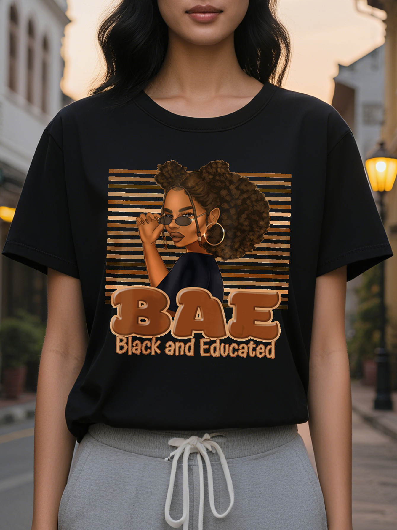 ibrant Tsartun Tshirts Letter Print Crew Neck T Shirt Soft Mid Elasticity Cotton Fabric hine Washable Regular