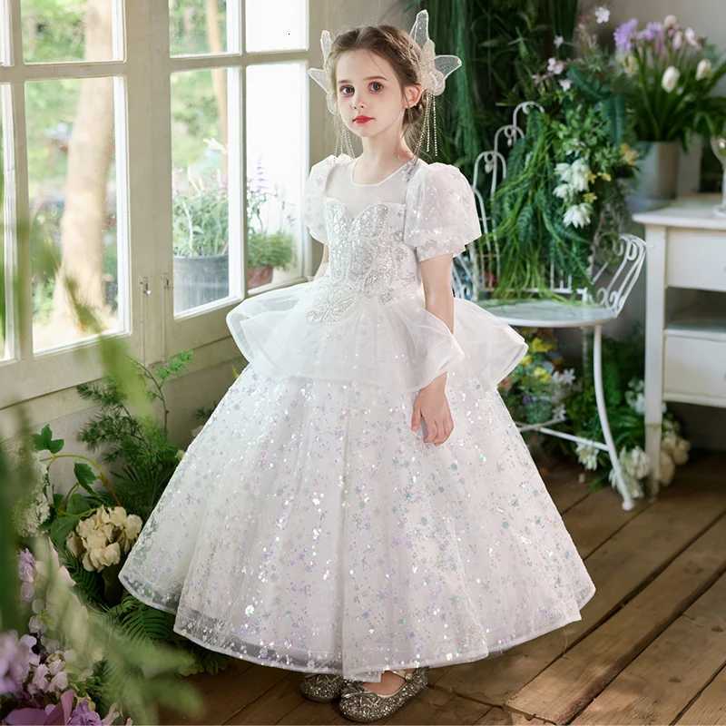 Children Girls Sweet Princess Dress High-End Host Party Piano Performance Light Luxury Performance Fluffy Mesh Girl Long Dress Z250904