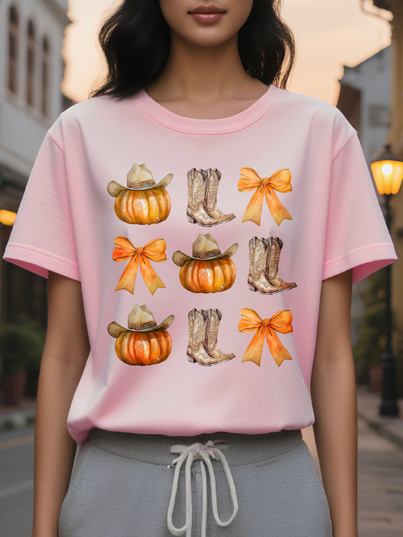 Cozy Halloween Graphic Sweatshirt Soft Crew Neck Casual Fall Wear Women's Comfortable Clothing for Autumn