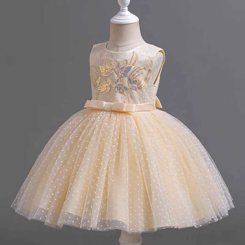 A118 2-10 Years Girls Formal Princess Dress Girl Elegant Birthday Party Sleeveless Flowers Dresses Ceremony Clothes Z250904