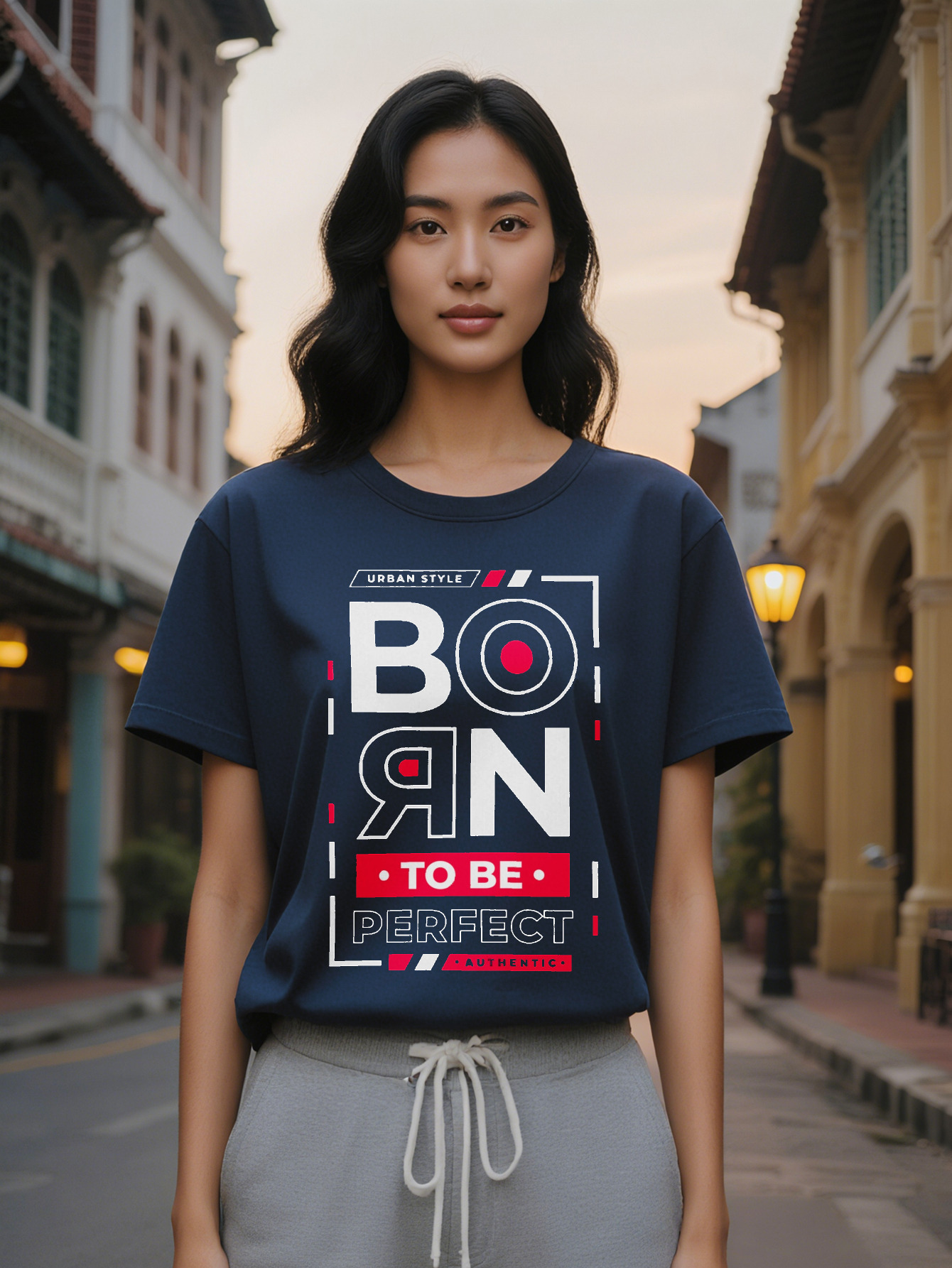 Large XL Urban Style DOON Graphic Print T-Shirt Black Casual Crew Neck Tee with Bold Lettering Breathable Summer Top for Plus Size