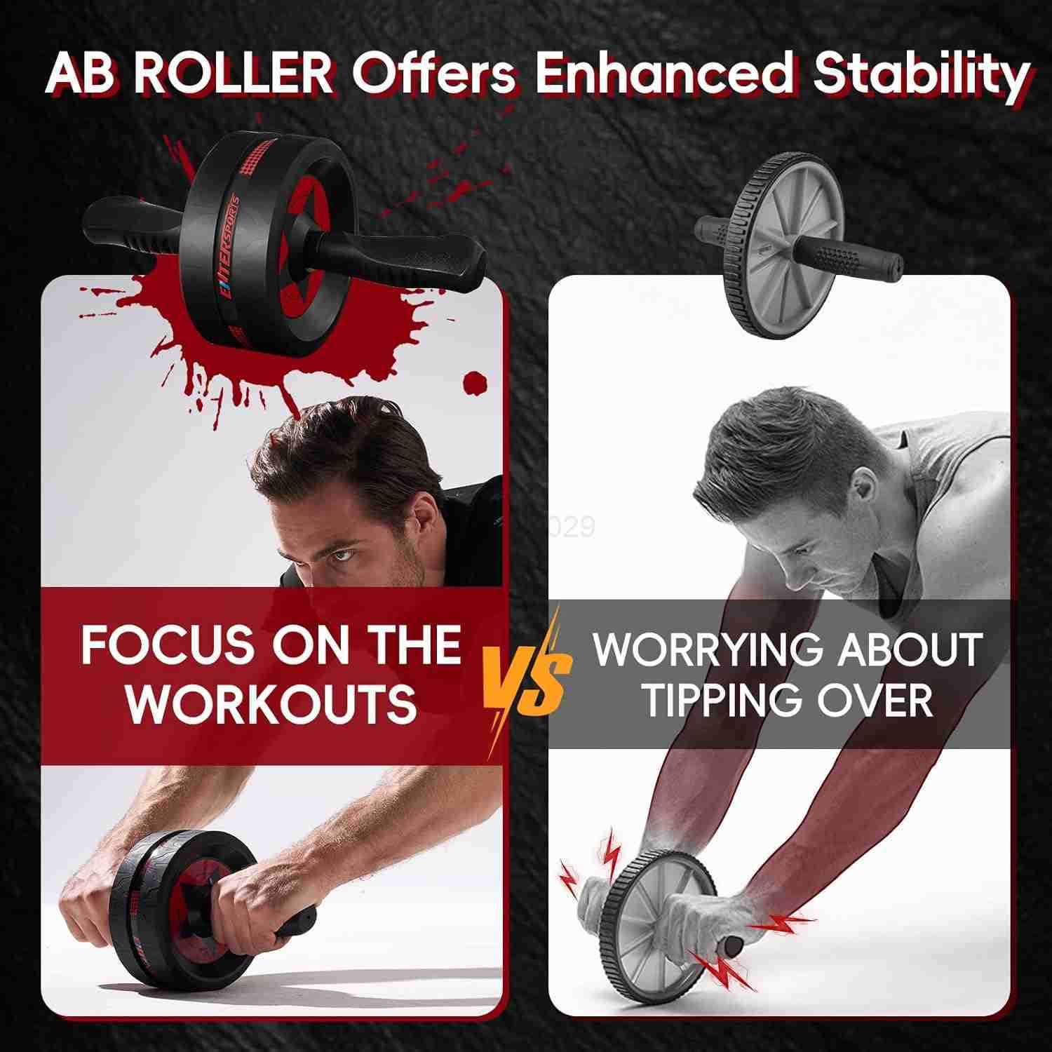 Ab Roller Wheel for Abs Workout Abdominal Exercise Equipment with 2 Knee Pads for Home Gym Core Strength Training Fitness Equipment for Men Women W250