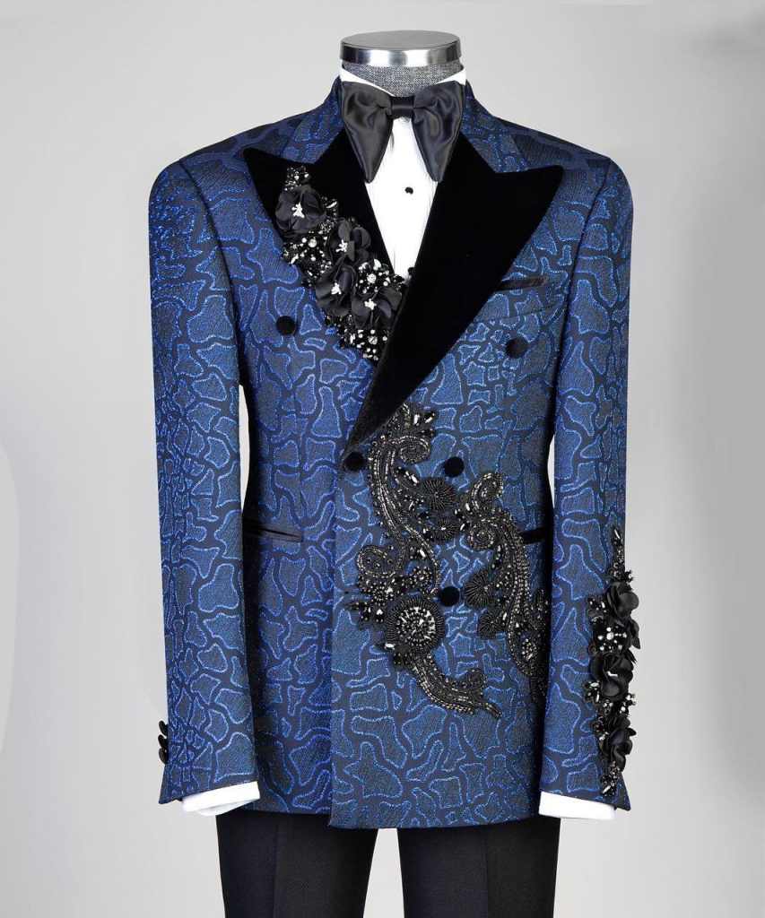 Formal Men Tuxedos Customized Beading Appliques Groom Pants Suits Fashion Birthday Party Show Wear 2 Pieces
