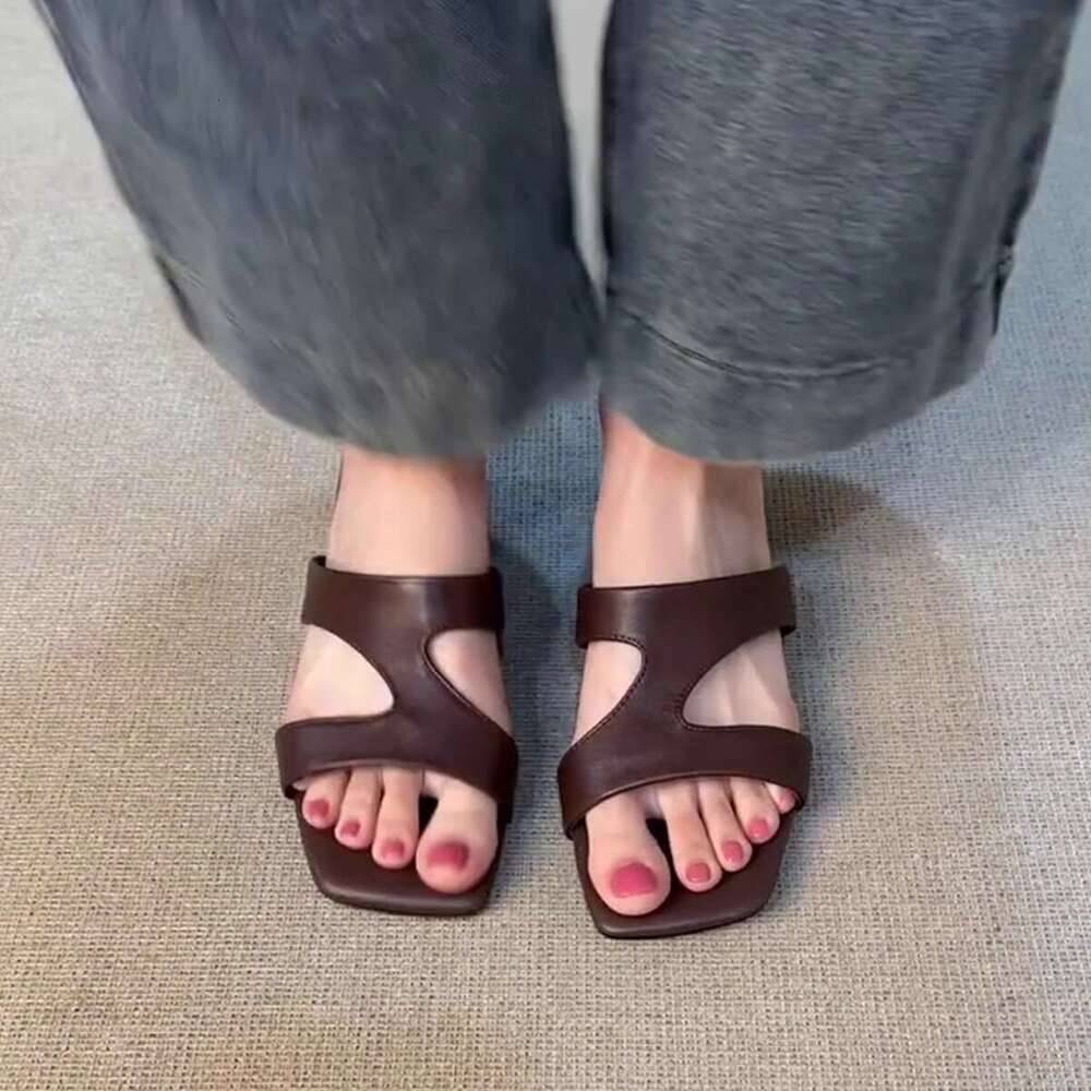 Designer Shoe Sheepskin Version ~ Niche Z-Strap Open-Toe Minimalist Style Soft Leather Comfortable Outdoor Wedge Sandals