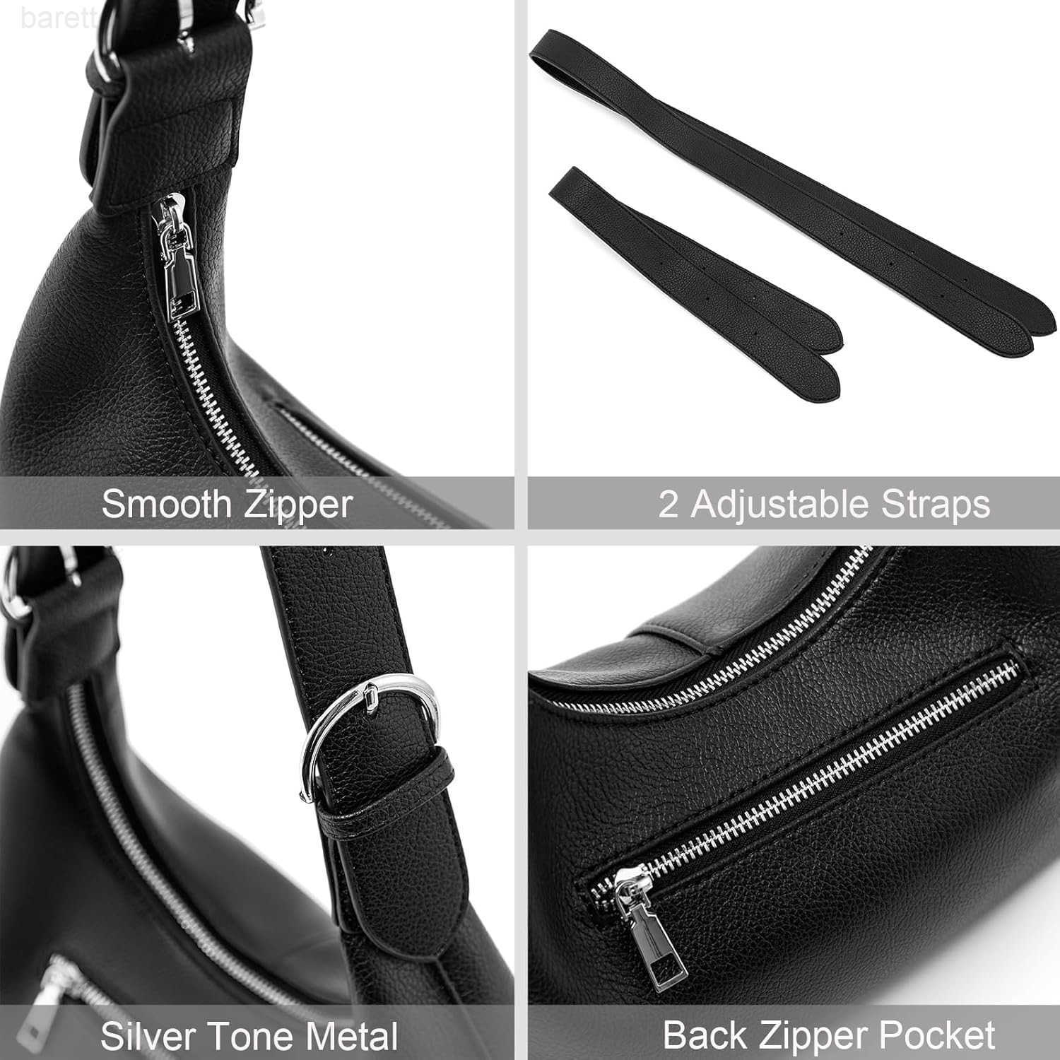 Hobo Bag for Women Soft Vegan Leather Crescent Shoulder Handbag Slouchy Tote Crossbody Purses M250903