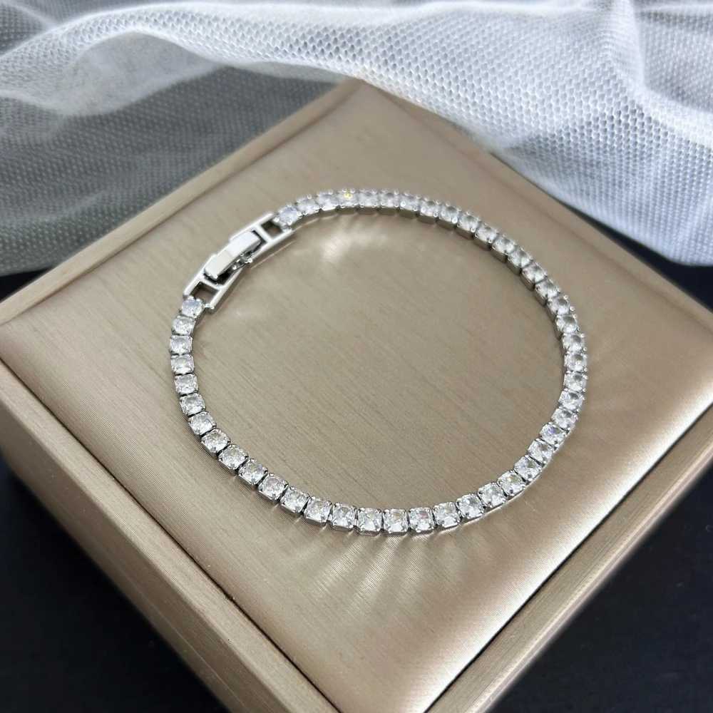 Stainless Steel Gold Silver Color 4mm Zirconia Chain Tennis Bracelets for Women 1618 cm Wristband Pulsera Luxury Jewelry Gifts W250904