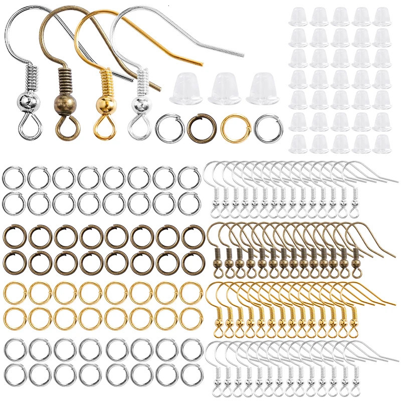 300Pcs Earrings Set Hypoallergenic Earring Hooks Jump Rings Clear Rubber Backs For Jewelry Making Findings Accessories 250828