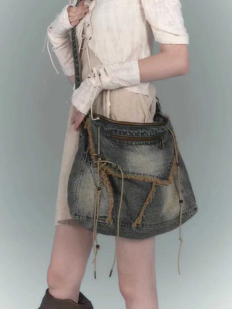 Washed Denim Jeans Casual Totes for Women Shoulder Bags Soft Student Large Capacity Vintage Shopping Bag Female Handbags Z250903