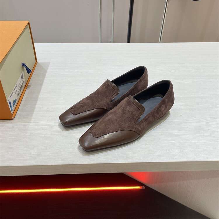 Cowhide Version ~ New Style Square Toe Low Heel Women's Mules Versatile Elegant Leather Designer Shoe Shoes Mary Jane Commuter Flats