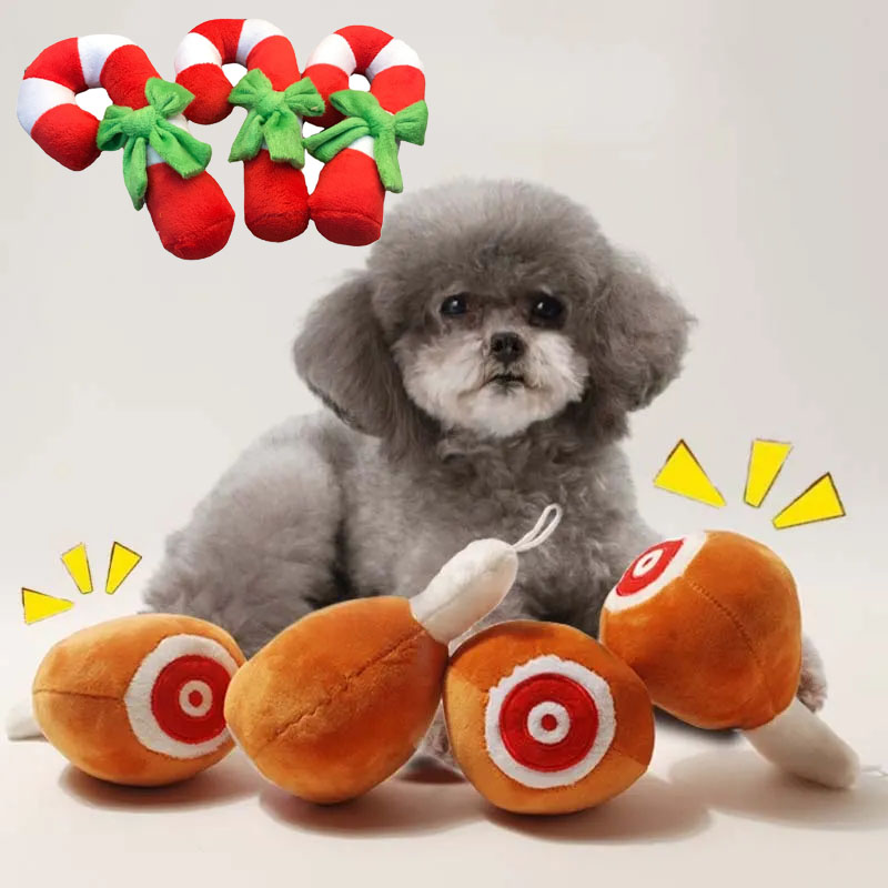 Dog Plush Toy Bite Resistant Squeaky Simulated Chicken Dog Toy Leg Shape Puppy Toy Interactive Dog Accessories