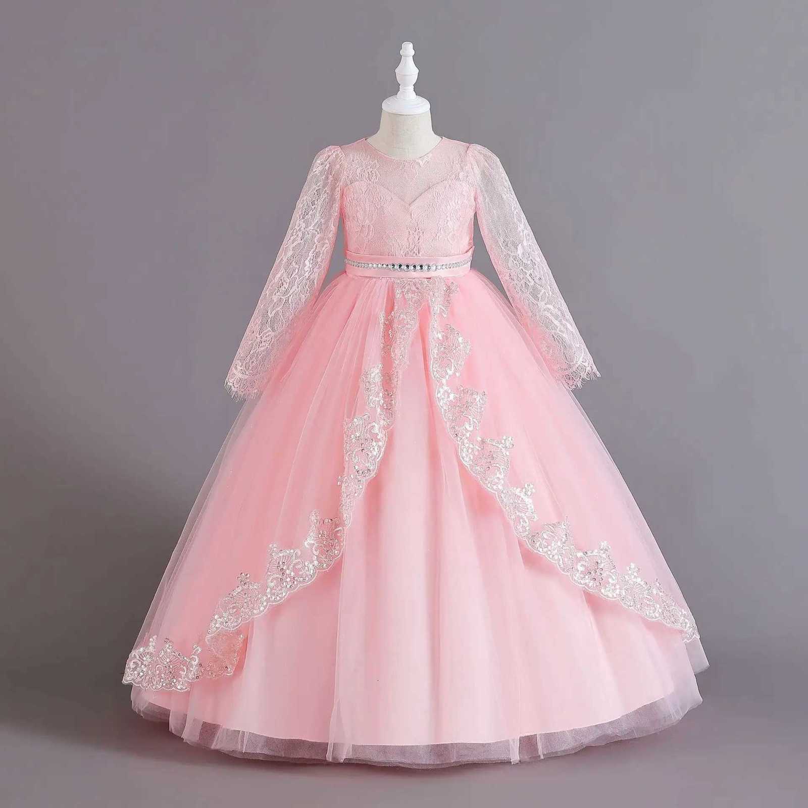 Long Sleeve White Elegant Girl Dresses Vintage Embroidery Birthday Childrens Dress Girl Party Luxury Princess Dress for Girls 3-12Y Z250904