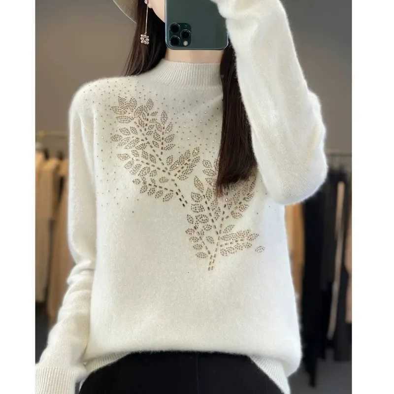 Women Sweaters Thick Warm Autumn Winter Mock Neck Fashion Pullovers Long Sleeve Basic Jumper Knit Bottoming Shirt Korean Sweater M250904