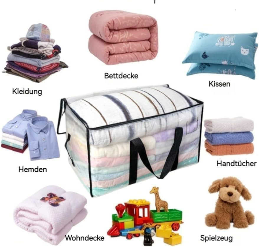 Large Heavy Duty Moving Bags Waterproof Storage Totes with Reinforced Handles Zippers Foldable for College Dorm Essentials Clothes Storage Travel 6Pac