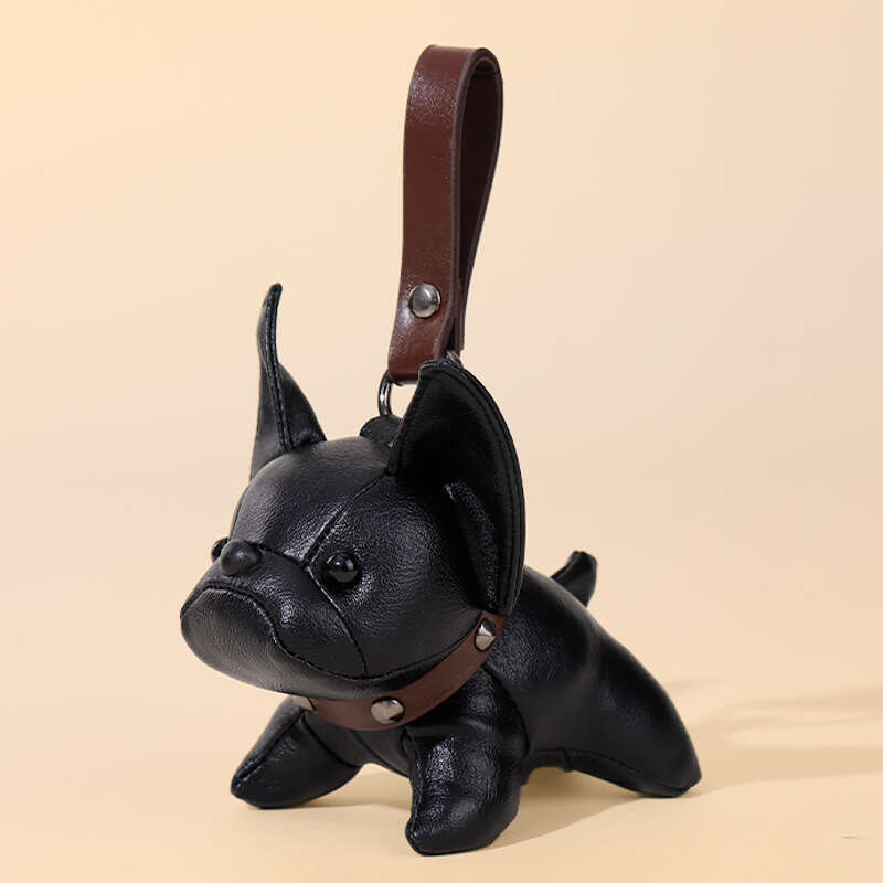 DHEssentials 2025 French Bulldog Keychain Leather Plush Pendant Mini Doll Backpack Charm Birthday Gift