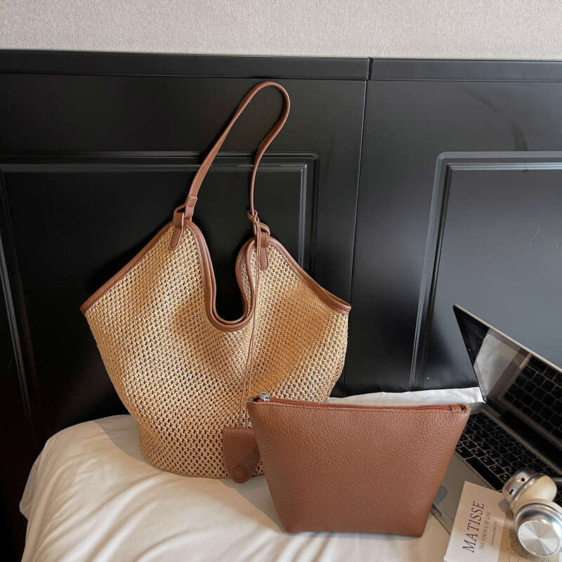 French-style Straw Vacation Large Capacity New Woven Handbag Casual Shoulder Tote Bag