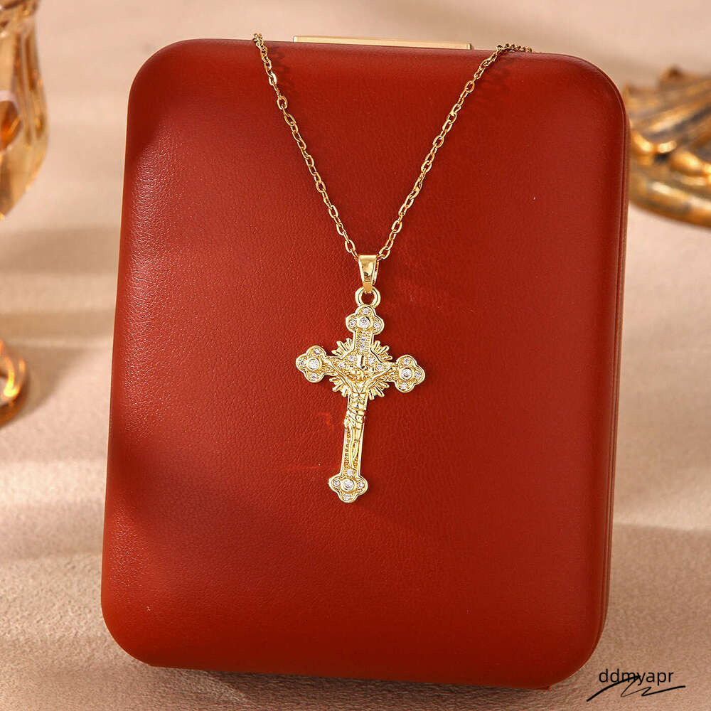 Collections Elegant Cross Pendant Necklace - Stainless Steel Dia-Cut Crucifix Chain Ddmyday For Women (45Cm+5Cm Adjustable) Ddmyday