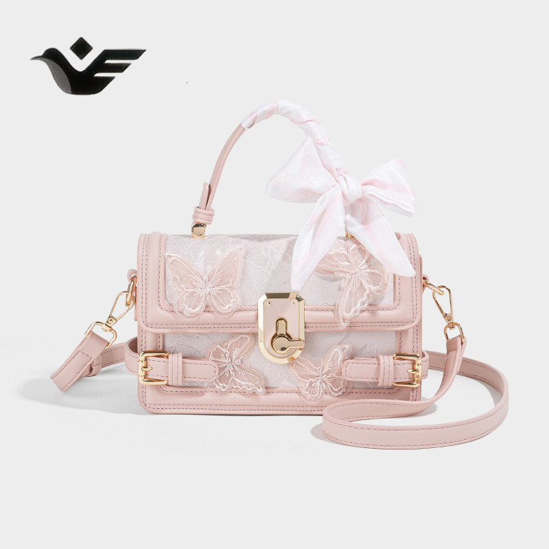 Feiyan Free Shipping New Designer Bag Luxury Shopping Bag Fairy Lace Box Bag Fashion New High-end Butterfly Embroidery Small Square Bag Trendy Commute