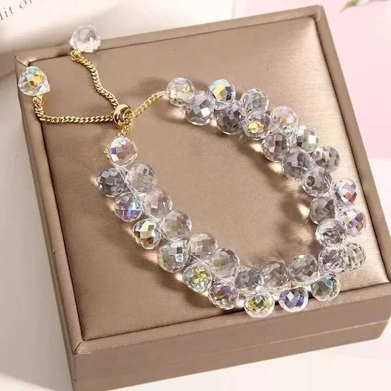 New Transparent Crystal Bracelet for Children Fashion Shiny Stone Beads Elasticity Strand Bangles Jewelry Manchette BijouxXJ250904