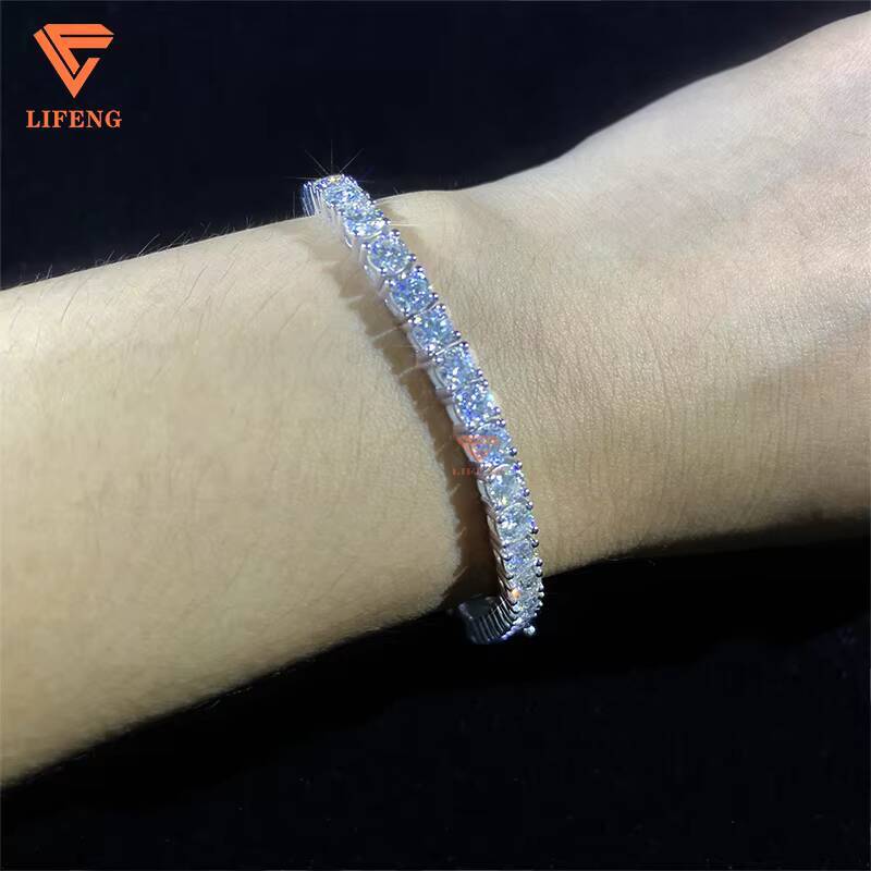 4mm 5mm 6mm Tennis Bracelet Luxury White Gold Plated 925 Sterling Silver Classic Bracelet VVS Moissanite Diamond Girls Bracelet