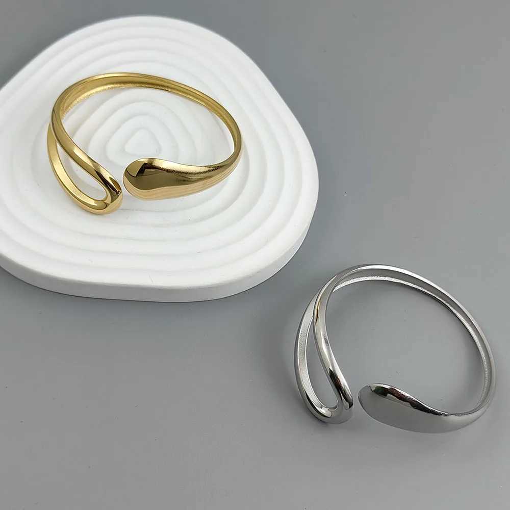 New water drop hollow stainl steel gold plated 18K bracelet high quality waterproof silver jewelry gift for couplesXJ250904