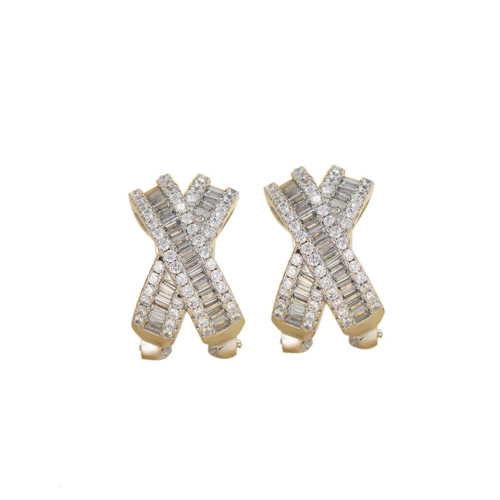 ED179 New Style Cross Earrings Designer Luxury Free Shipping Light Luxury Simple Cubic Zirconia Women's White Gold Earrings