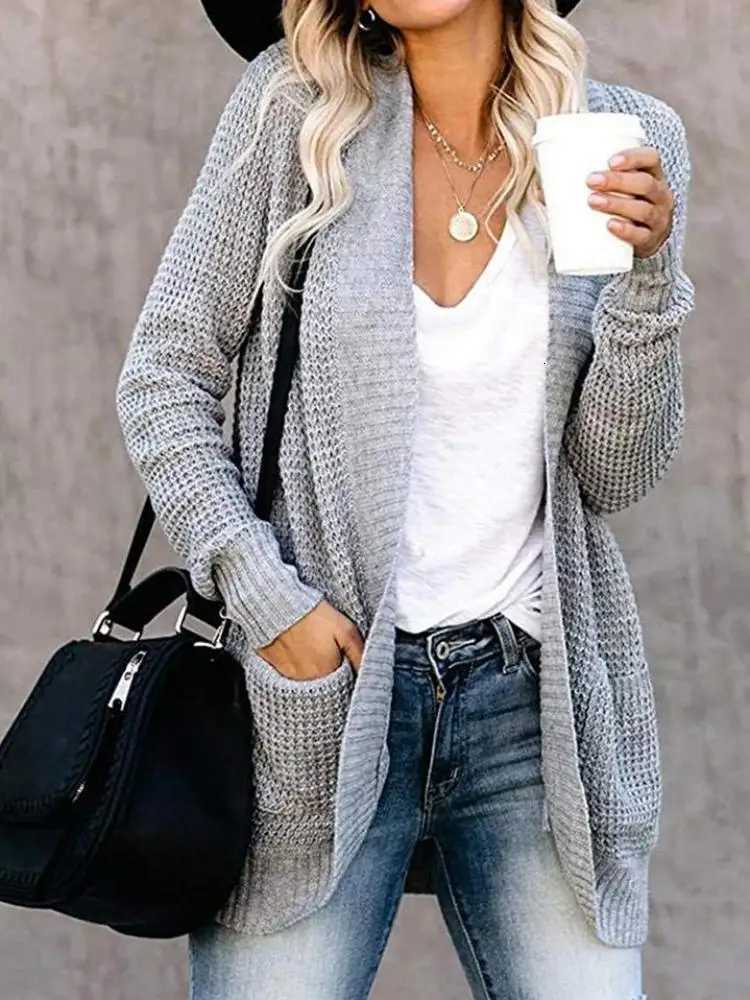 Fashion cardigan autumn and winter knit sweater womens new curved front loose casual womens wear M250904