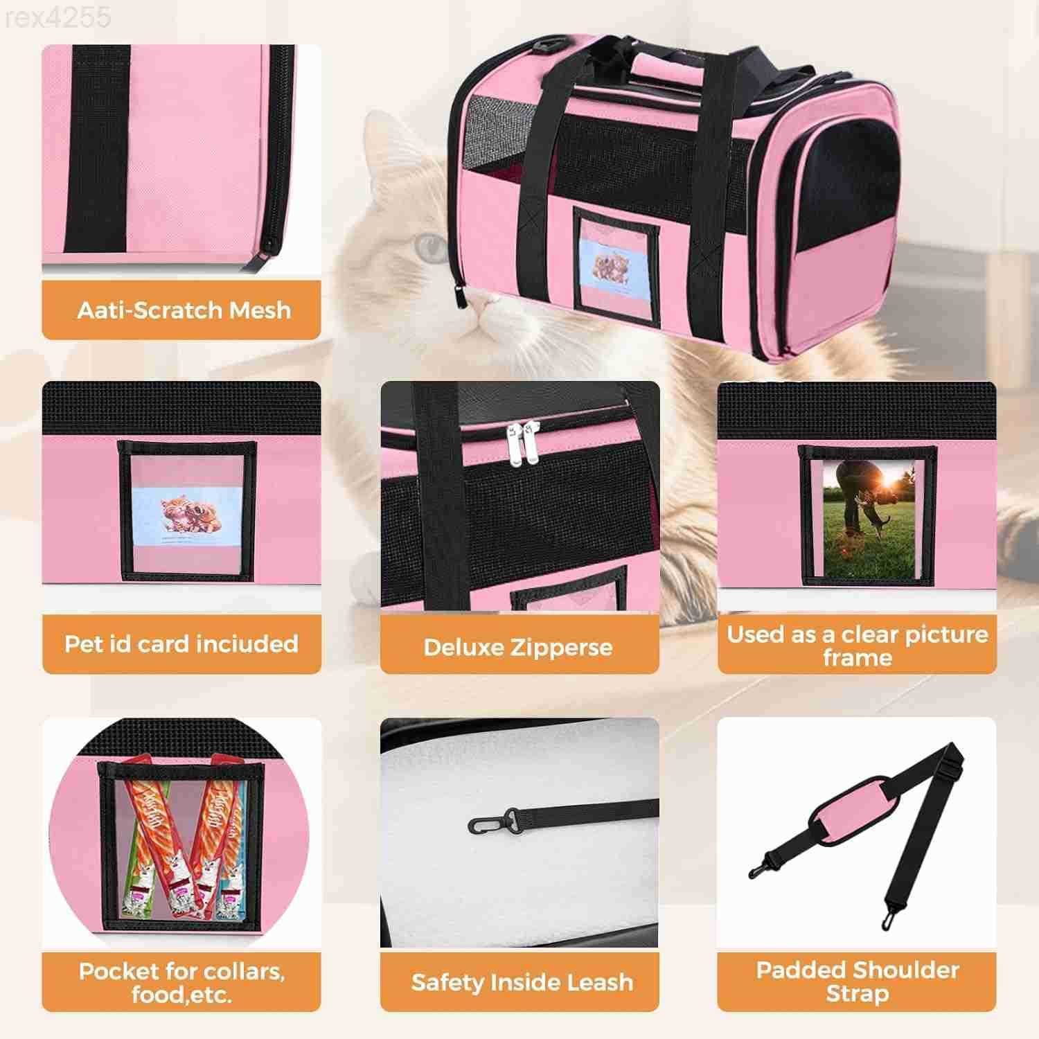 Cat Carrier Dog Carrier for Small Dog Medium CatsPet Travel Bag Puppies up to 15 LbsTSA Airline Approved Cat Carrier SoftW250904