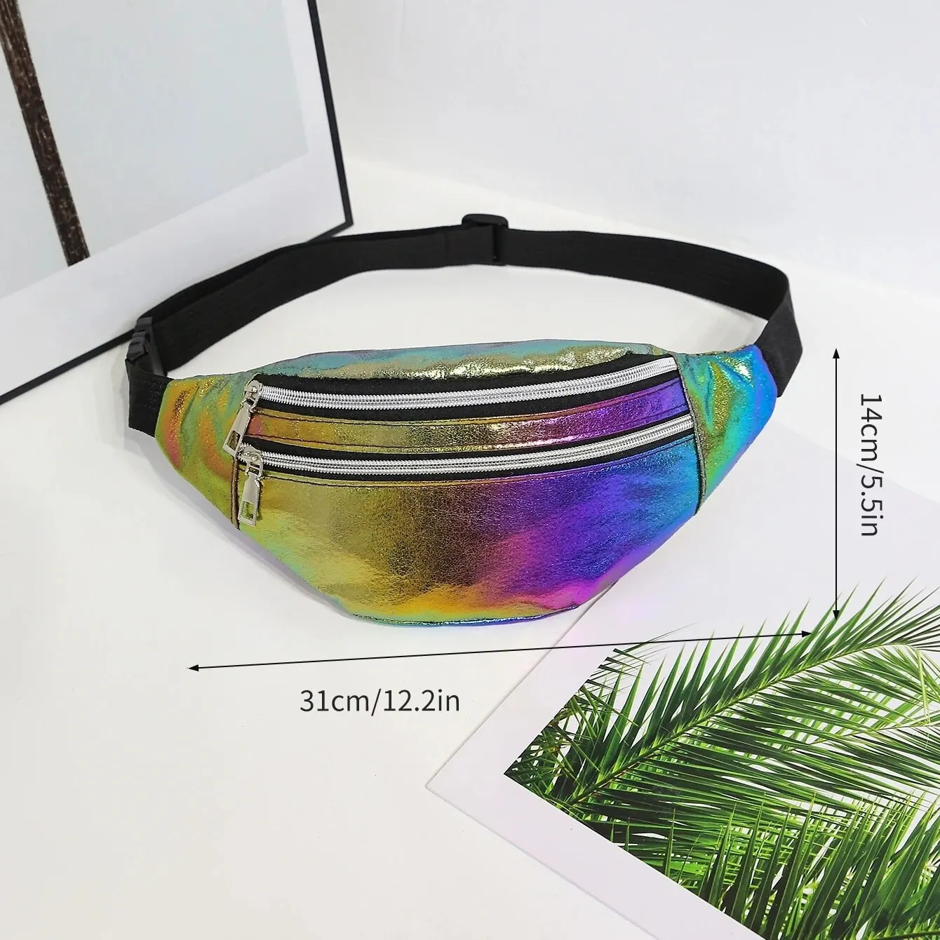 Holographic Fanny Pack Hologram Waist Bag Laser Beach Travel Banana Hip Bum Zip Waist Bags Women Belt Bag For 250903