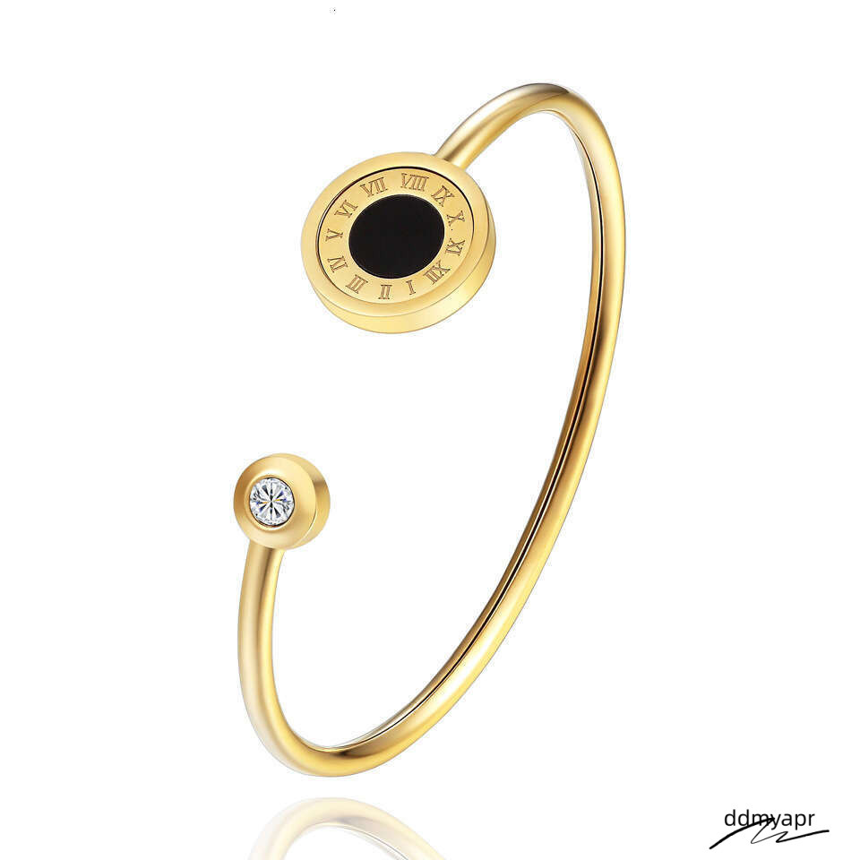 Collections Hot Selling Roman Numerals Ddmyday Inlaid Agate Shell Rotatable Stainless Bracelet For Women Rose Gold Titanium Steel Bangle Ddmyday