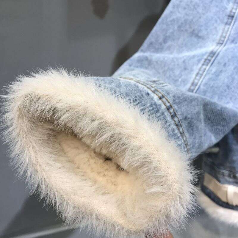 Women's Clothing new plus veet denim women thick two wear motorcycle jacket lamb wool cotton clothes